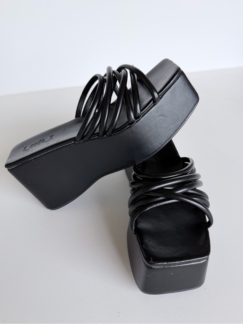 Z_Code_Z Yuli Black Platform Strappy Slide Sandals Y2K Size 7